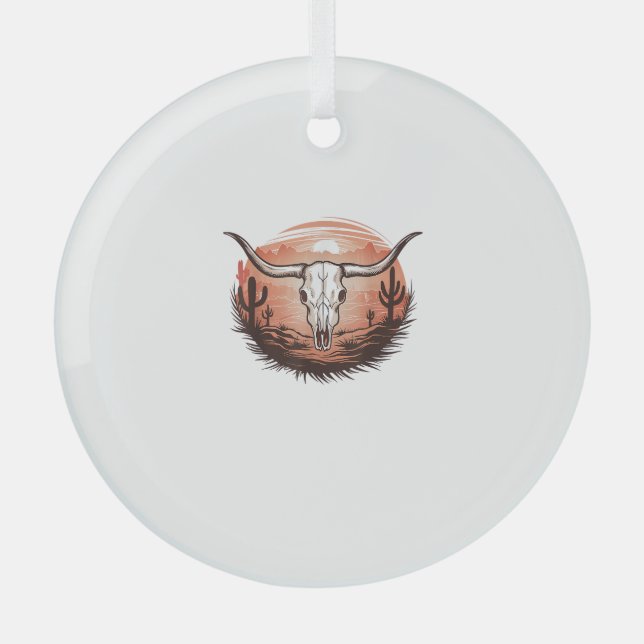 Adorno De Cristal Rodeo de vaquero de Cow Skull (Anverso)