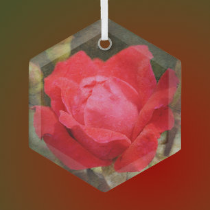 Adorno De Cristal Rojo, rosa rojo