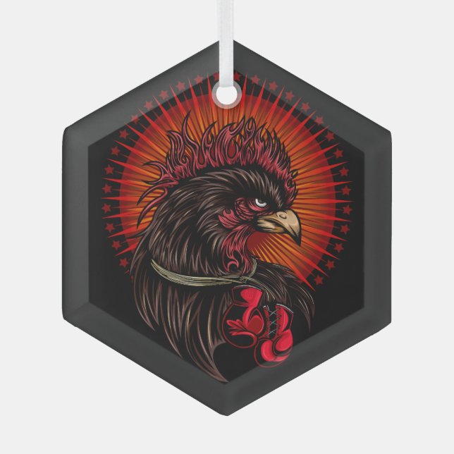 Adorno De Cristal Rooster de boxeo (Anverso)