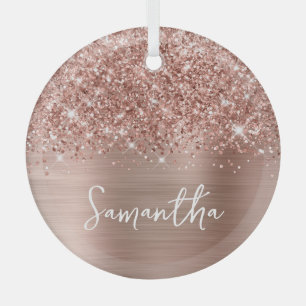 Adorno De Cristal Rosa Dorado Brillante Glam Nombre