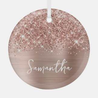 Adorno De Cristal Rosa Dorado Brillante Glam Nombre