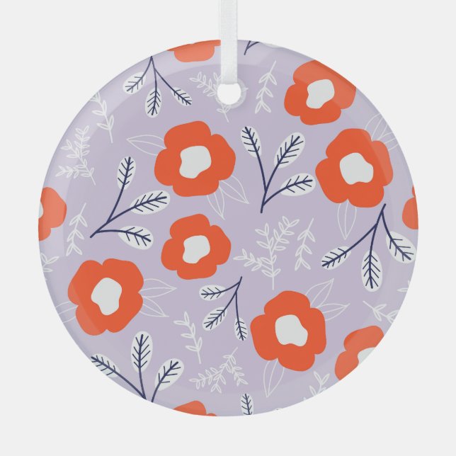 Adorno De Cristal Rosa Pastel Botánico: Patrón Floral (Anverso)