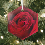 Adorno De Cristal Rosa Roja romántica en plena floración<br><div class="desc">Rosa Roja romántica en plena floración</div>