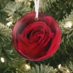 Adorno De Cristal Rosa Roja Romántica en plena floración<br><div class="desc">Rosa Roja Romántica en plena floración</div>