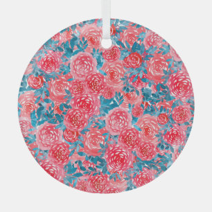 Adorno De Cristal Rosas de acuarela Tapiz floral