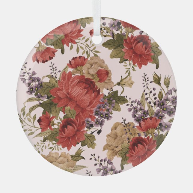 Adorno De Cristal Rosas de crisantemo acuarela: sin foco floral (Anverso)