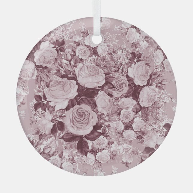 Adorno De Cristal Rosas de té: Patrón de Bouquet acuarela. (Anverso)