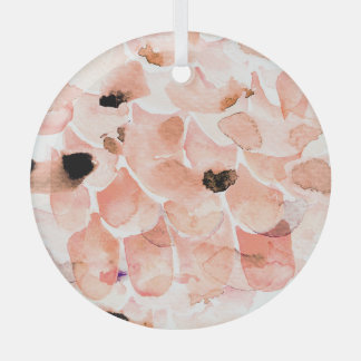 Adorno De Cristal Rosas, peones y hojas, patrón de acuarela.