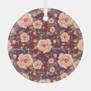 Adorno De Cristal Rosas, sin soldadura, patrón de fondo rojo