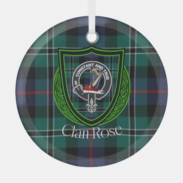 Adorno De Cristal Rose Scottish Clan Tartan & Crest (Anverso)