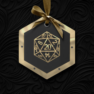 Adorno De Cristal RPG Critmas Gold Retro Tabletop Role Player Dice