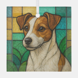 Adorno De Cristal Russell Terrier "Vidrio Manchado"