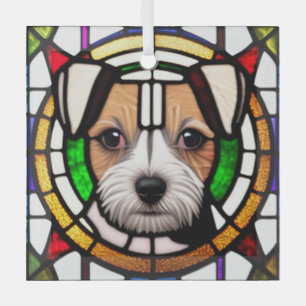 Adorno De Cristal Russell Terrier "Vidrio Manchado"
