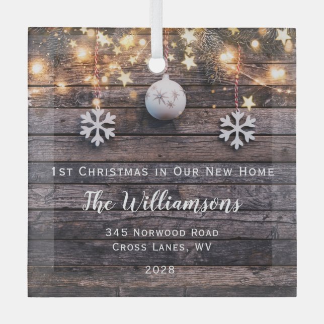 Adorno De Cristal Rústica Luces de Madera Estrellas Calentamiento de (Anverso)