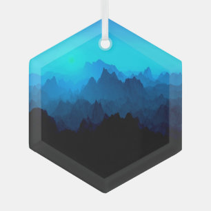 Adorno De Cristal Rústico Rugged Blue Jagged Mountains Suncatcher