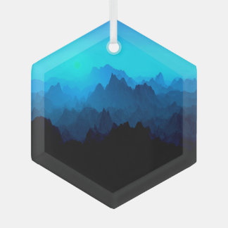 Adorno De Cristal Rústico Rugged Blue Jagged Mountains Suncatcher