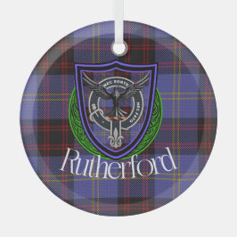 Adorno De Cristal Rutherford Scottish Clan Tartan & Crest