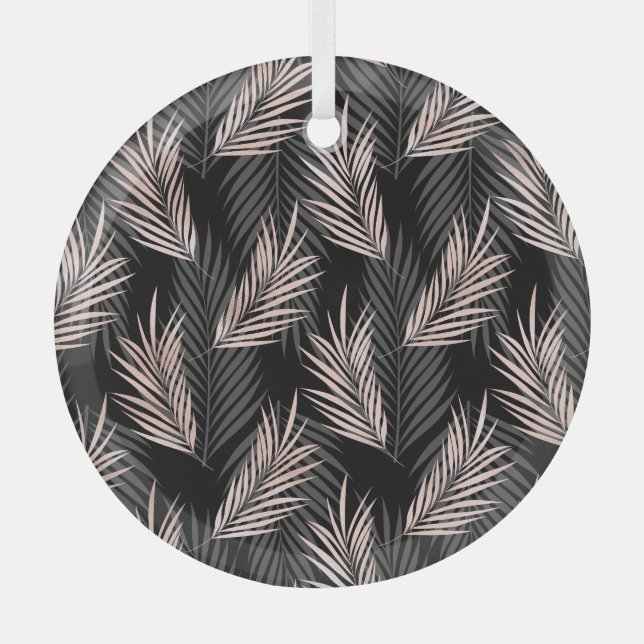 Adorno De Cristal safari de oro Rosa, papel de hojas de palma. (Anverso)