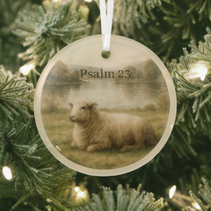 Adorno De Cristal Salmo 23 Acuarela Ovejas Navidad Pacífica Fe