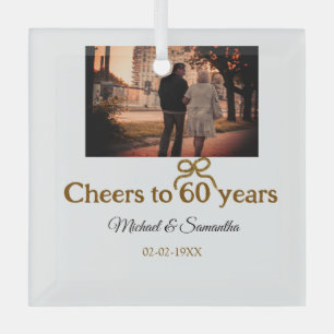 Adorno De Cristal Saludos dorados a boda de 60 años