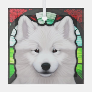 Adorno De Cristal Samoyed "Vidrio Manchado"