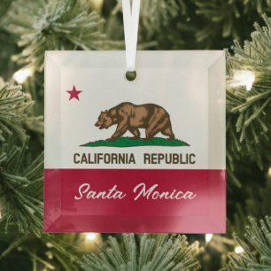 Adorno De Cristal Santa Monica California bandera de la República Na