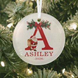 Adorno De Cristal Santa Monogrammed and Name Family Matching