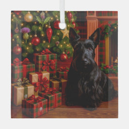 Adorno De Cristal Scottish Terrier Holiday 