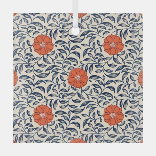 Adorno De Cristal Seamless floral pattern with vibrant orange flower (Anverso)