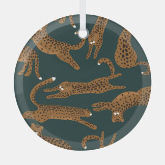 Adorno De Cristal Selva leopardo: Vintage de impresión animal.