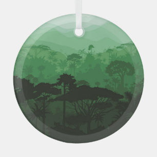 Adorno De Cristal Selva tropical: fondo vintage de la jungla.