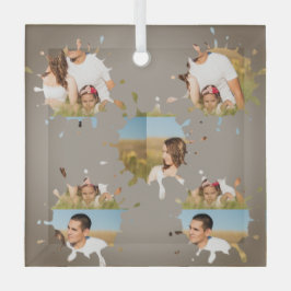 Adorno De Cristal Sencillo collage de fotos en círculo personalizado