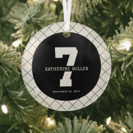 Adorno De Cristal Séptimo cumpleaños personalizado moderno y elegant