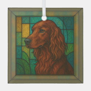 Adorno De Cristal Setter irlandés "Vidrio Manchado"