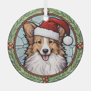 Adorno De Cristal Shetland Sheepdog StainGlass Navidades