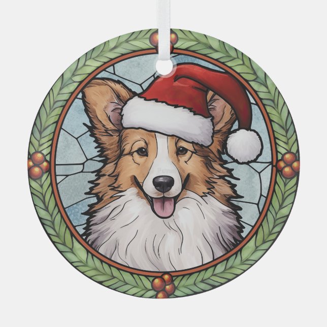 Adorno De Cristal Shetland Sheepdog StainGlass Navidades (Anverso)
