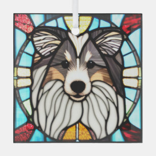 Adorno De Cristal Shetland Sheepdog "Vidrio Manchado"