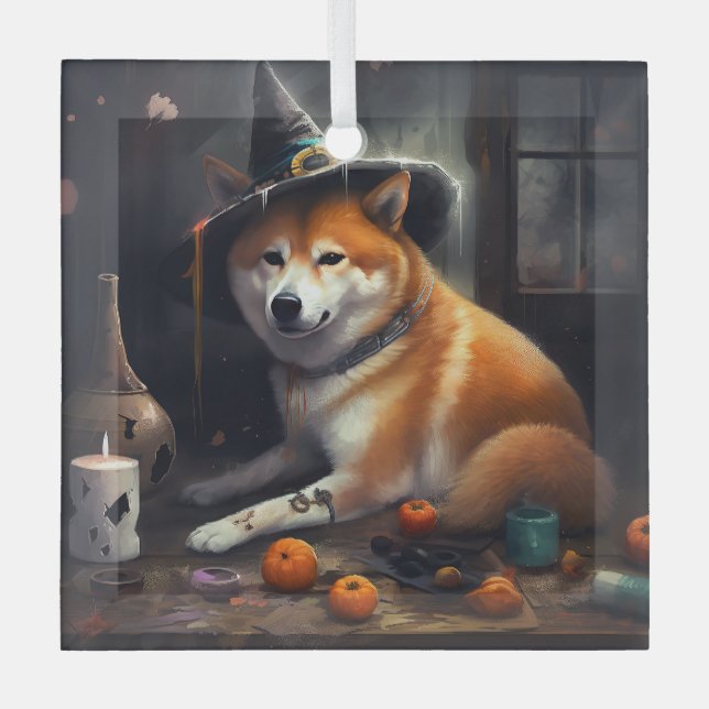 Adorno De Cristal Shiba Inu Calabazas Halloween Da Miedo (Anverso)