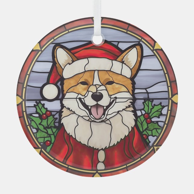 Adorno De Cristal Shiba Inu StainGlass Navidades (Anverso)