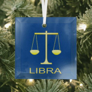 Adorno De Cristal Signo de estrella de balanzas de oro de Libra