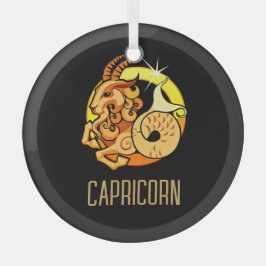 Adorno De Cristal Signo de zodiaco de Capricornio marrón y dorado ne
