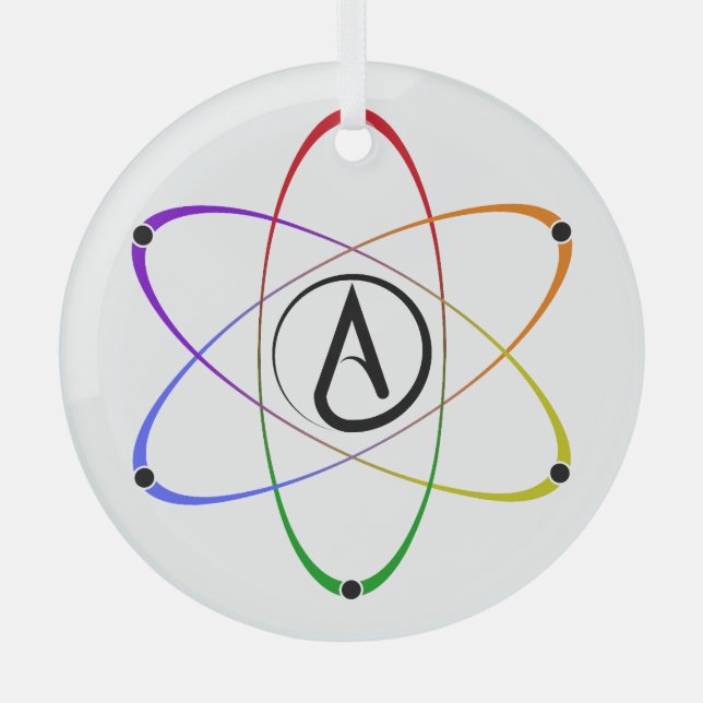 Adorno De Cristal Símbolo de átomo ateo arcoíris (Anverso)