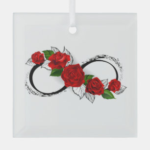 Adorno De Cristal Símbolo de infinito con rosas rojas