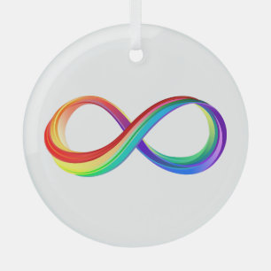 Adorno De Cristal Símbolo infinito arcoiris en capas
