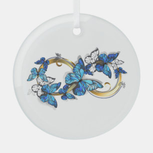 Adorno De Cristal Símbolo infinito de mariposas Morpho azules