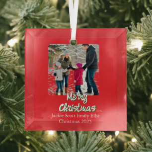 Adorno De Cristal Simple Foto Feliz Navidad personalizar 