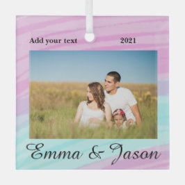 Adorno De Cristal simple mínimo añadir su nombre foto año acuarela