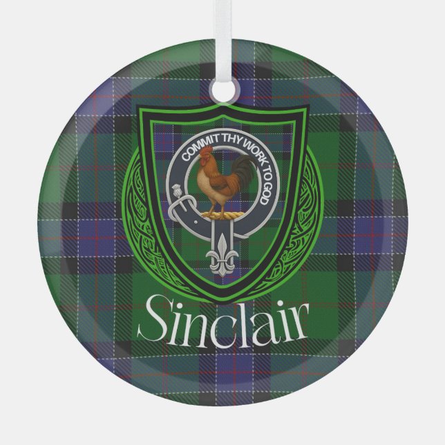 Adorno De Cristal Sinclair Scottish Clan Tartan & Crest (Anverso)