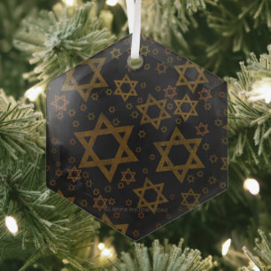 Adorno De Cristal SlipperyJoe's Estrella David temática de Hanukkah