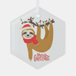 Adorno De Cristal Sloth Merry Christmas Cute Festividad Animal
